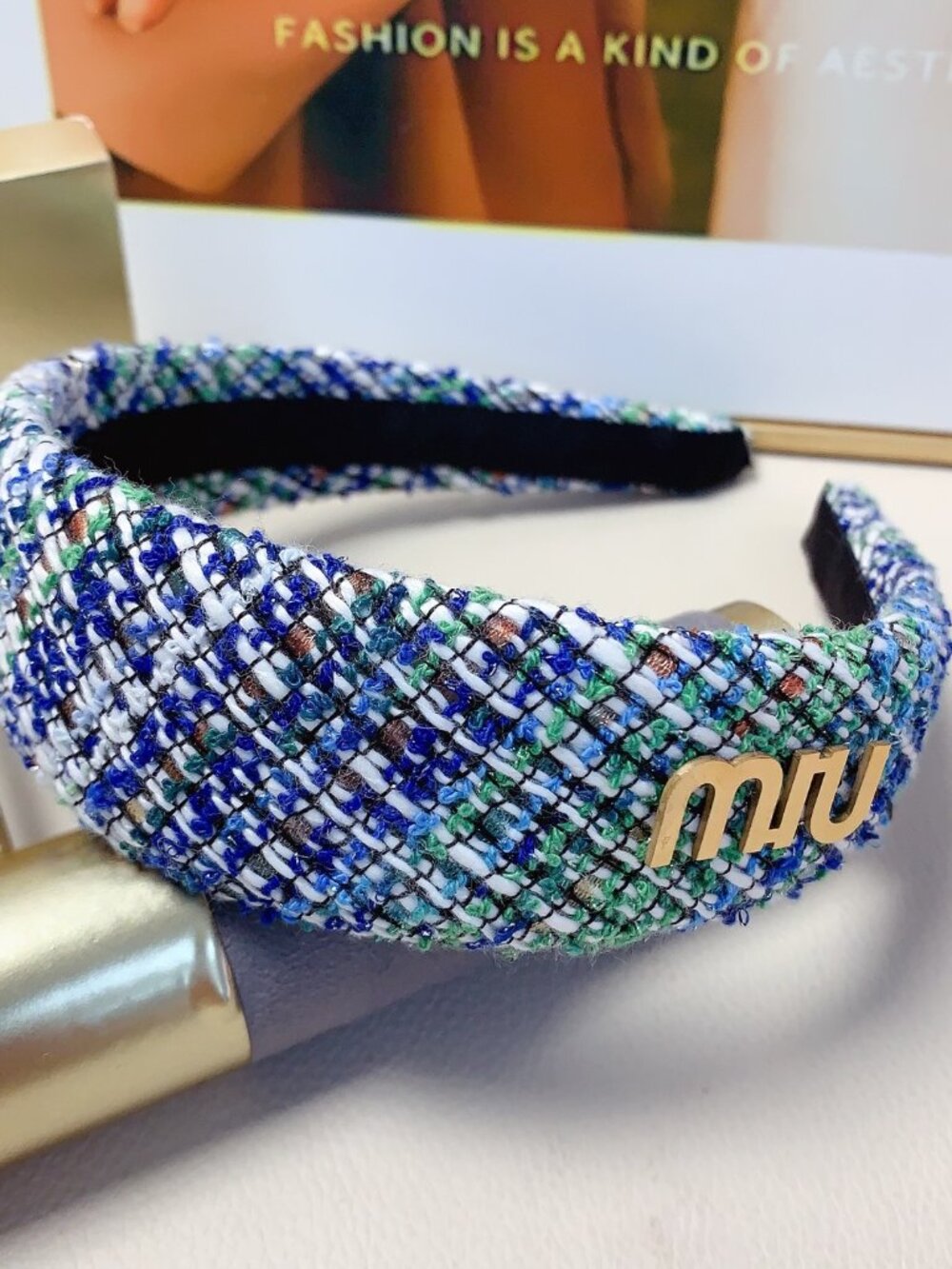 MIU MIU Titanium Steel Logo Headband
